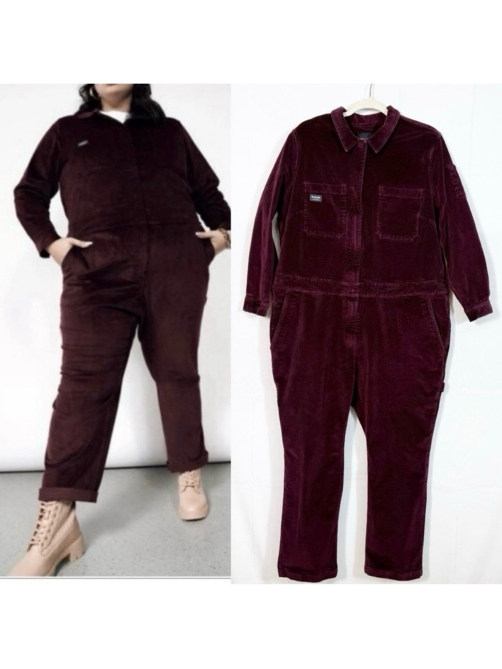 Wildfang The Essential Corduroy Coverall Boiler Suit Burgundy Eggplant Purple